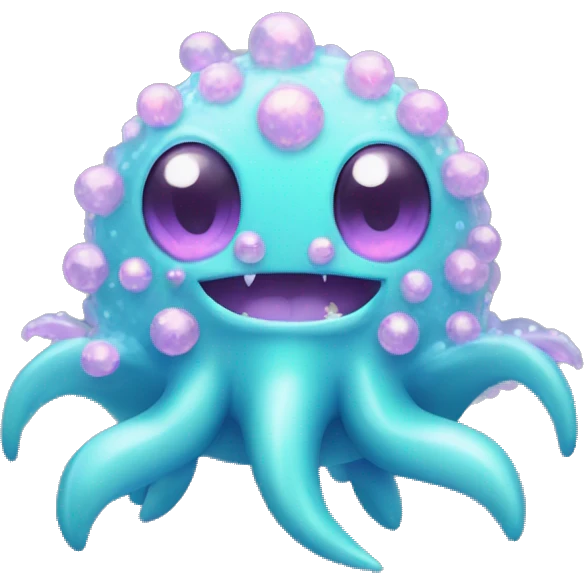 neon pastel kawaii bedazzled sea monster with fur    emoji