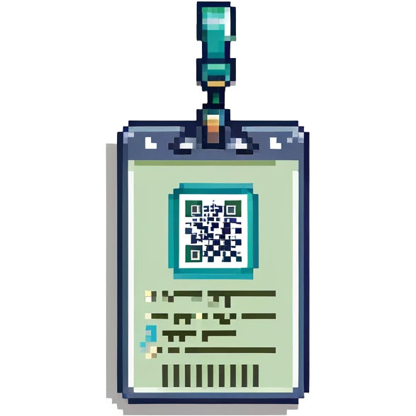 Pixel-style ID card with a microchip or barcode. emoji