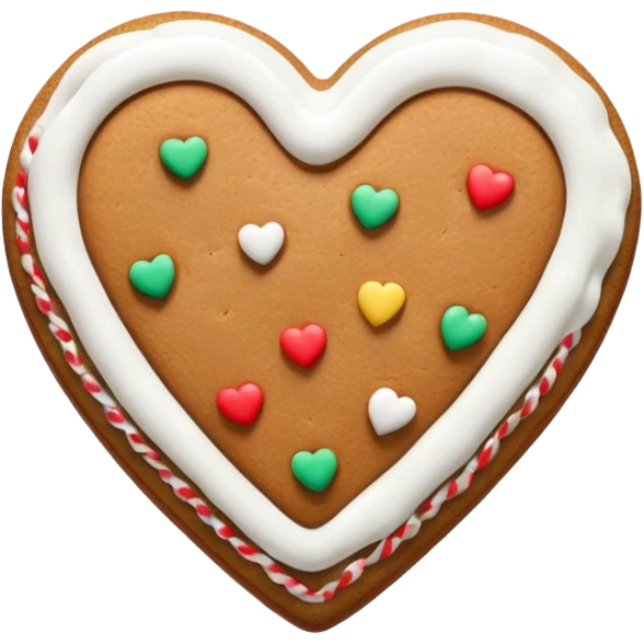 gingerbread heart cookie with white holiday icing emoji