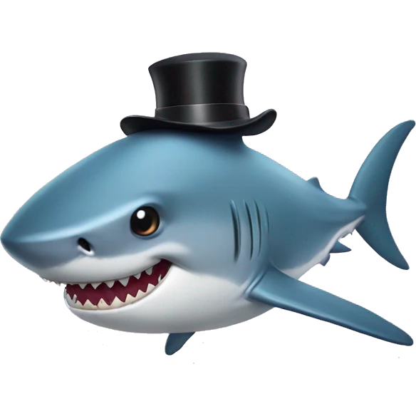 Shark with a top hat emoji