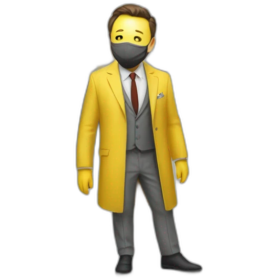 elon musk in ascience lab wearing yellow suit and mask emoji