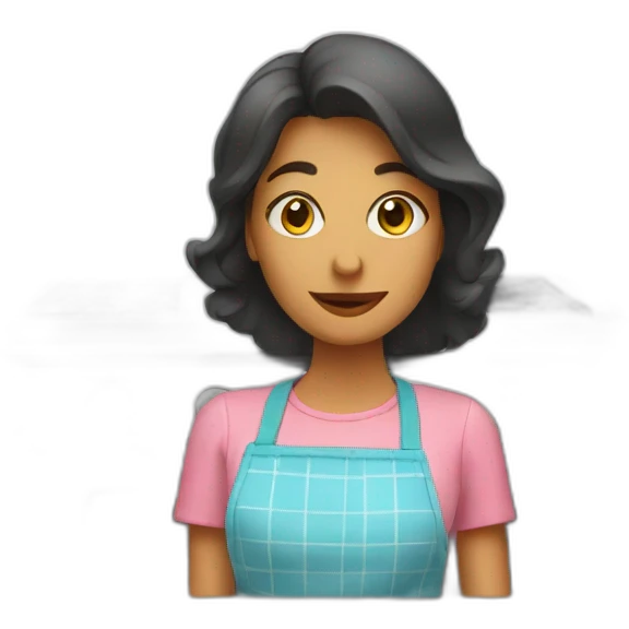 a woman with a kitchen potholder in front of an oven emoji