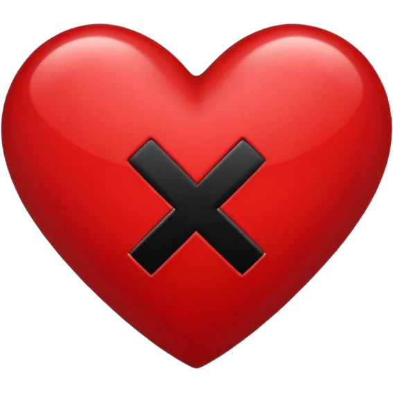 emo heart with a black X mark emoji