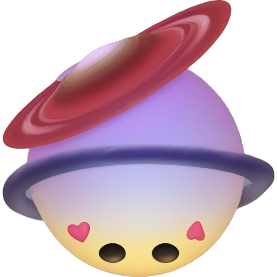 Saturn with hearts emoji