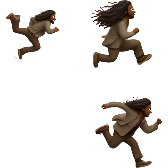 Long haired man jumping over mountains at sunset emoji