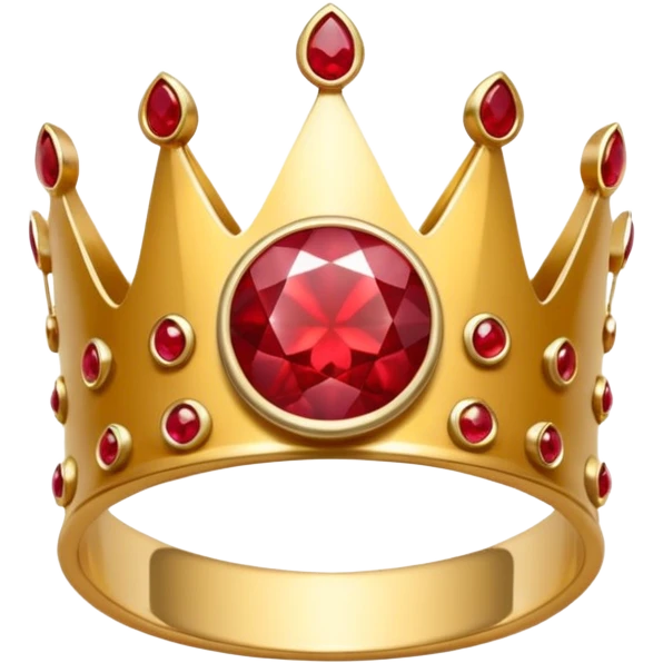 couronne en or à 3 pointes avec un énorme rubis au centre en cabochon emoji