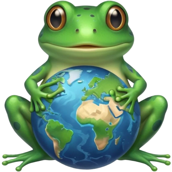 Frog holding earth emoji