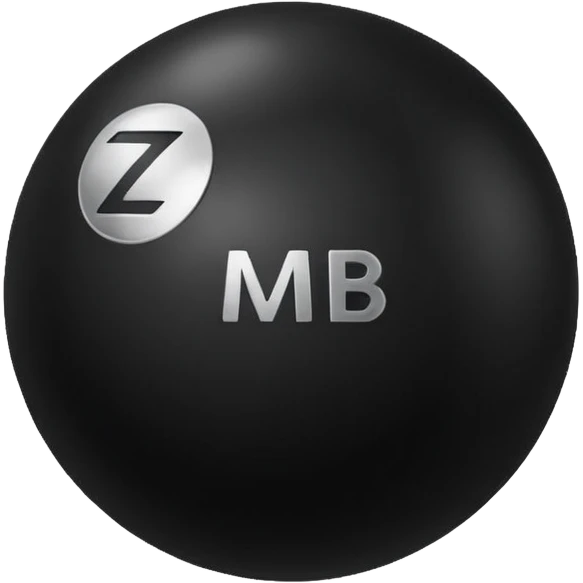 Black Ball with MB written on in the middle of it. Nothing else no holes or anything. emoji