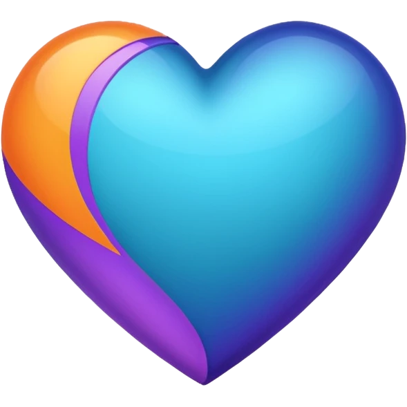 I need a heart with purple, teal, orange, and midnight blue in it. emoji