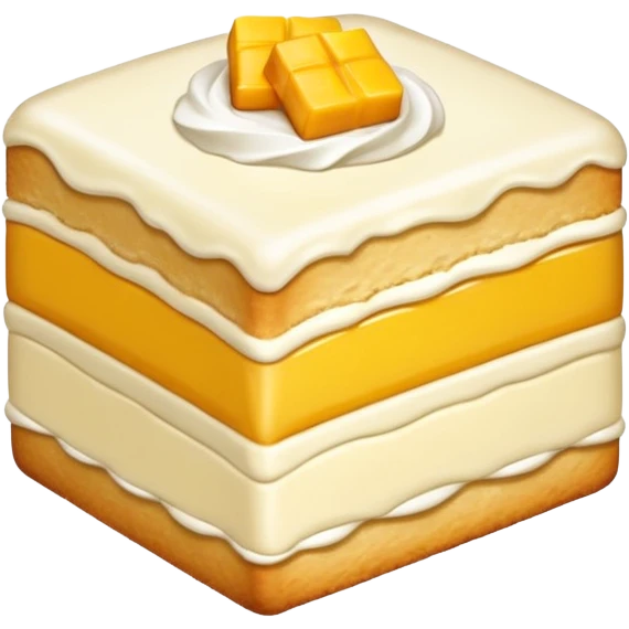 Piece of cake: vanilla biscuit, mango filling emoji