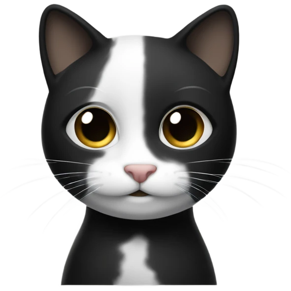 Un gato negro y blanco, la cara blanca con orejas negras tirando beso.  emoji