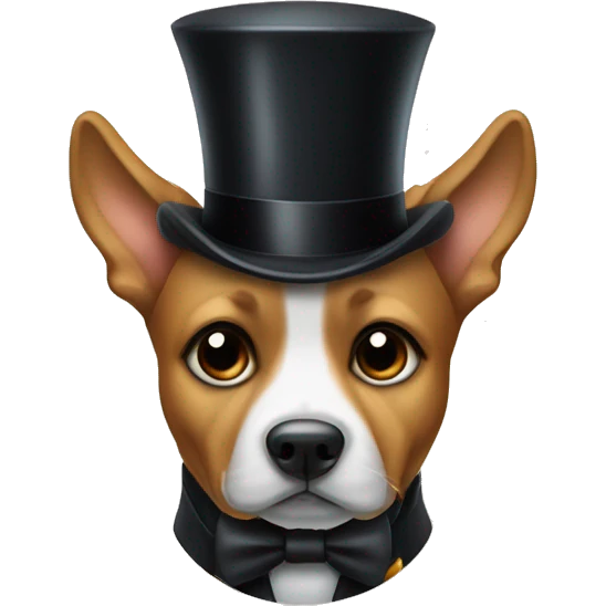 Dog being a proper gentleman and wearing a top hat and monocle emoji