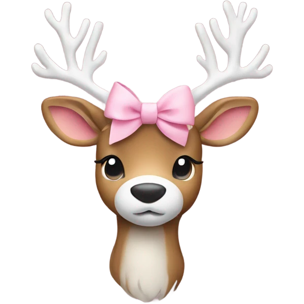 reindeer with light pink bow emoji