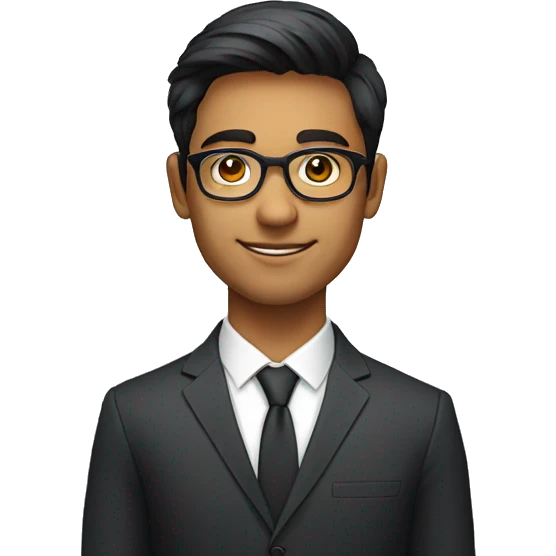 21 year old indian boy With fair ski Wearing spectacles and narrow bodyk Posing for a linkedin picture in formals emoji