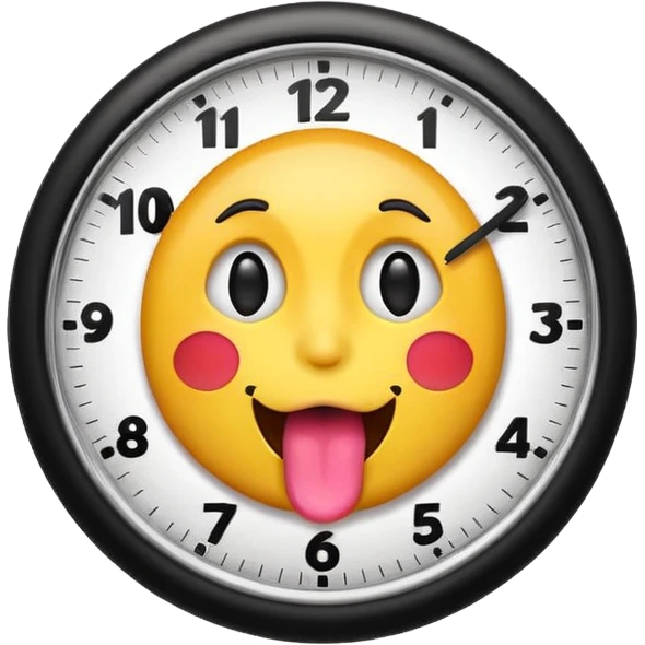 A emoji sticking its tongue out with clock it fingers  emoji