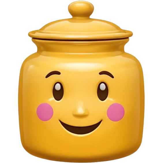 Cookie jar with cartoon face and smile emoji