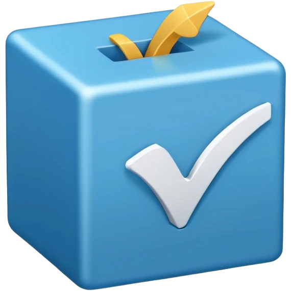 Side way check mark in bule box 2d not 3d emoji