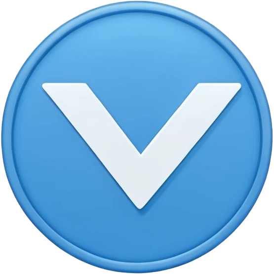 Simple blue circle check mark badge, minimal flat style, transparent bg --ar 1:1 emoji