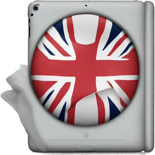 iPad tablet with English flag emoji
