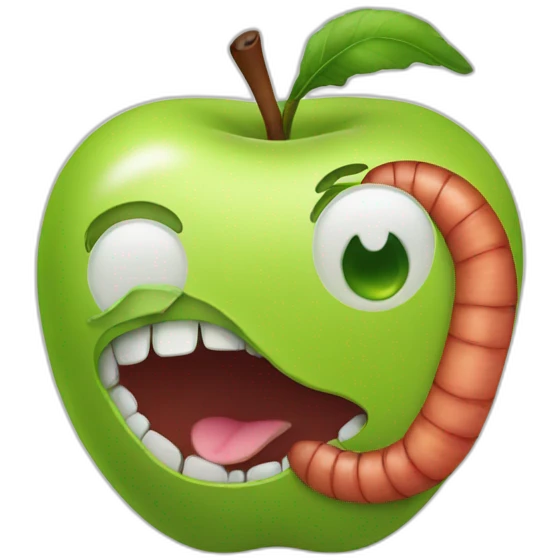 Worm inside the apple emoji