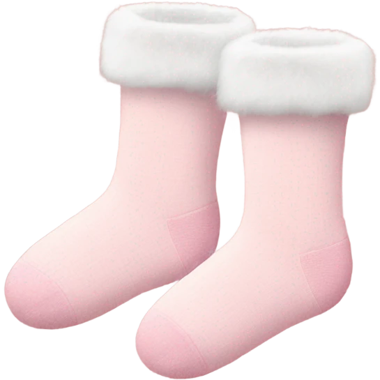 a pair of light pink christmas socks with fur emoji
