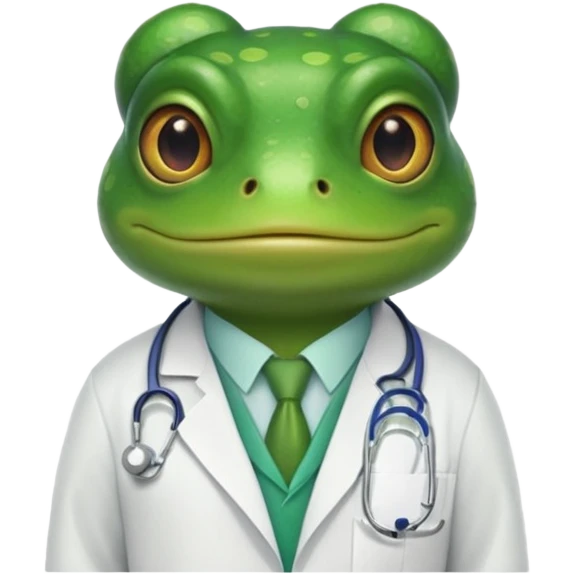 A frog in a doctor’s coat, portrait emoji