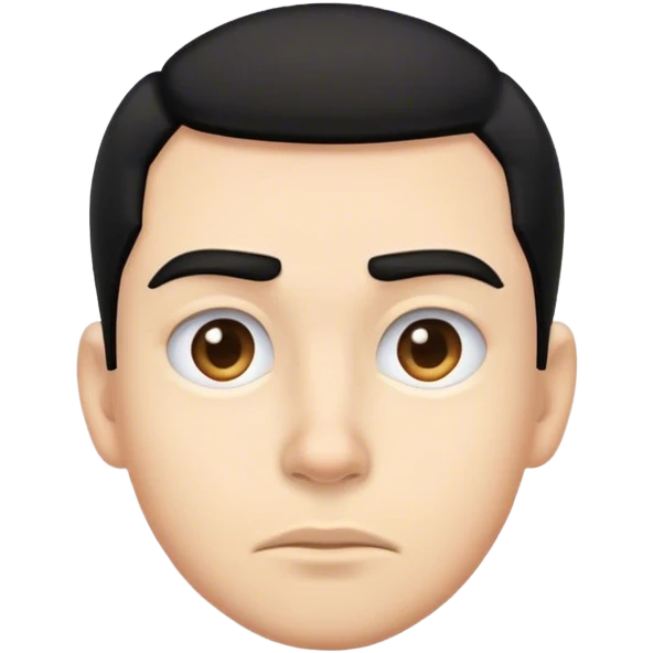Emoji de ceja levantada con cabello negro y el emoji es color piel emoji