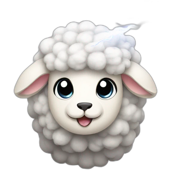 sheep with lightning emoji