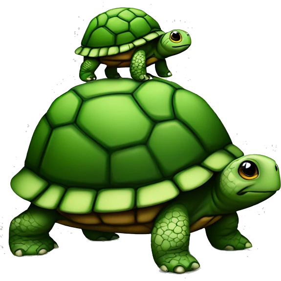 Little turtle standing on top of a bigger one emoji