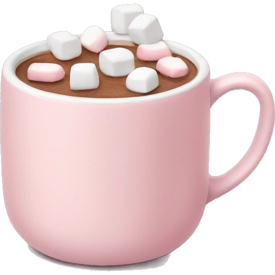 Light Pink mug of hot chocolate with marshmallows  emoji