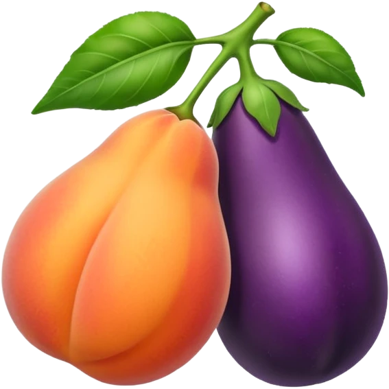 Peach with eggplant between emoji