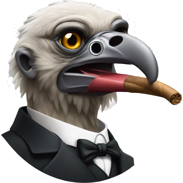 Vulture with monocle smoking cigar emoji