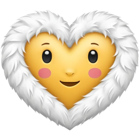 white fur heart, large details emoji