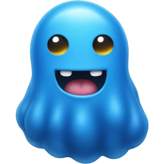 Blue blob with a cute face emoji