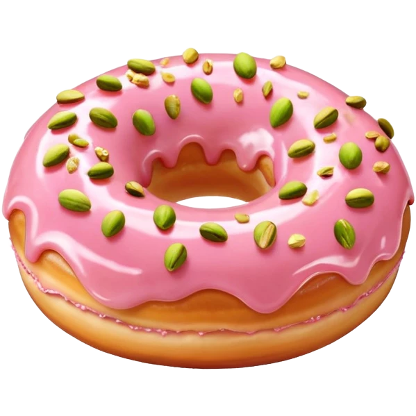 Light pink strawberry donut with pistachio crumbs on top emoji