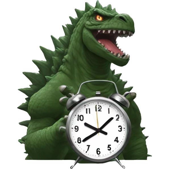 Godzilla with a flava flav clock  emoji