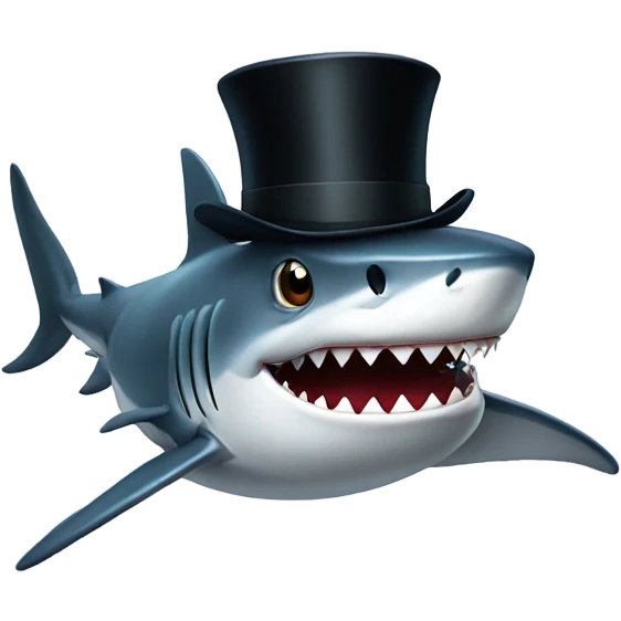 Shark with a top hat emoji