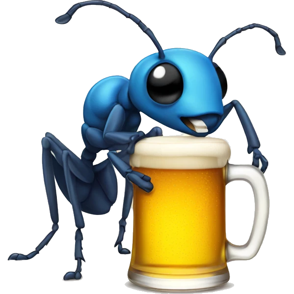 A small ant drinking beer emoji