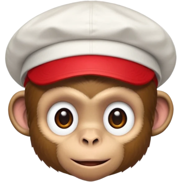 Macaco de camisa branca e boné vermelho  emoji