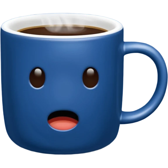 visibly steaming plain blue mug of coffee no face emoji