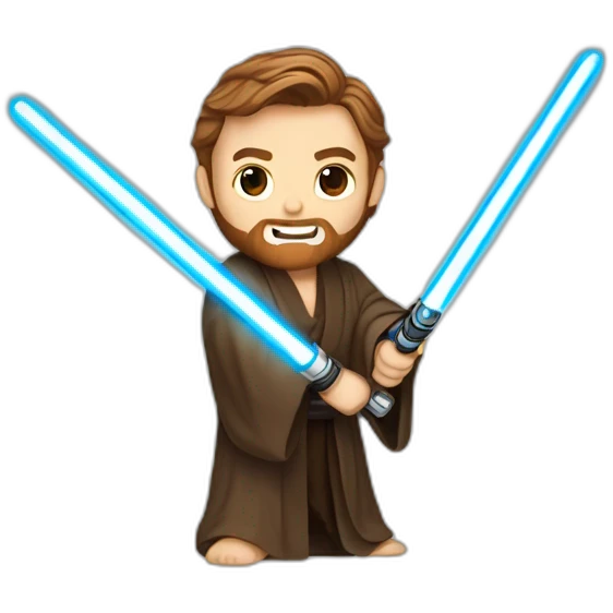 obiwan kenobi handing a blue lightsaber emoji
