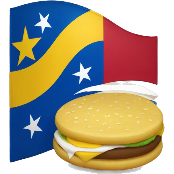 La bandera de Venezuela con una arepa  emoji