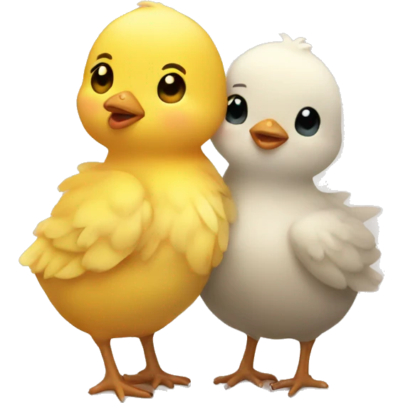 A chick hugging another chick emoji