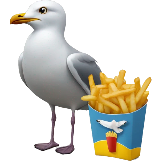 Seagull with a French fry emoji