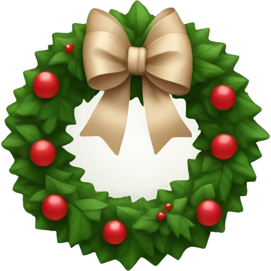 christmas wreath with a big beige bow  emoji