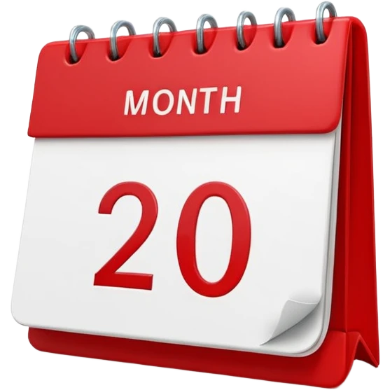 minimalistic Apple-style emoji icon of a calendar in 3D perspective, single date number centered, no text or month name, soft shadows, realistic glossy material, subtle depth, high-resolution, modern flat 3D design emoji