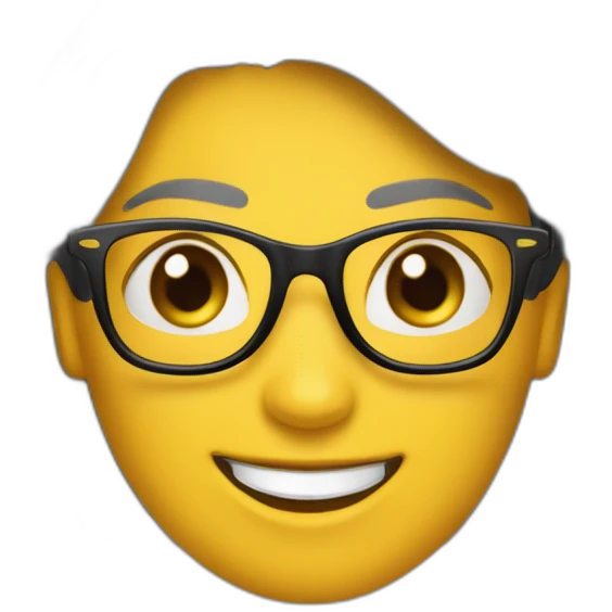 Mujer cabellos corto crespo y gafas, feliz emoji