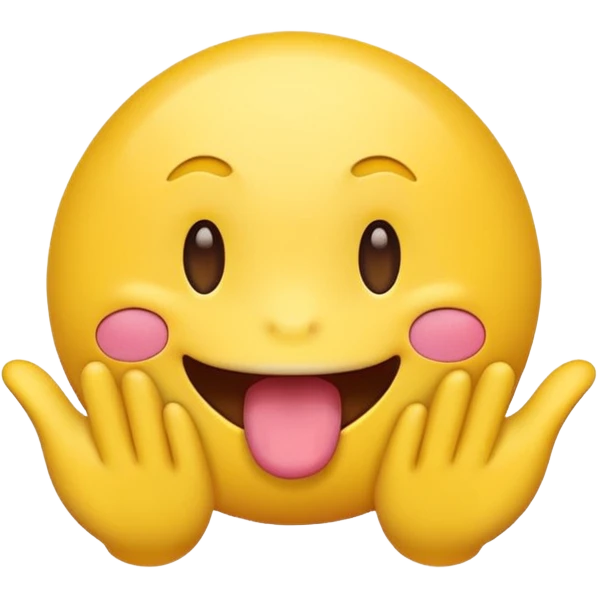 make a yellow typical emoji with tongue sticking out shaking head and two hands doing a diving motion emoji