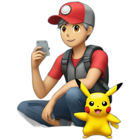 pokémon_trainer_red_with_pikachu_on_mount_silver emoji
