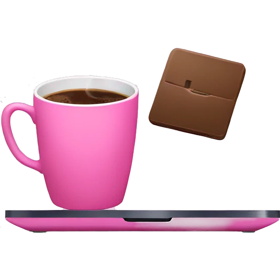 coffee and laptop pink emoji